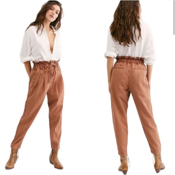 Free People Pants - Free People Margate High Waist Paperbag Button Fly Micro Corduroy Tapered Pants